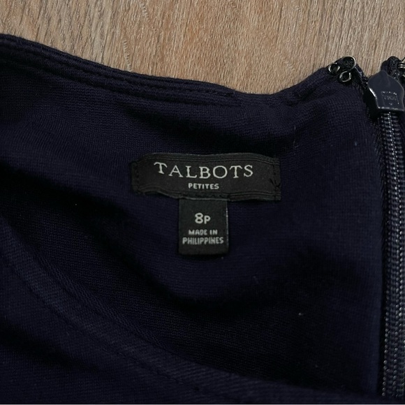 Talbots Dress Women’s Sz 8 Petite Navy Blue Short Sleeves Knee Length Stretch - Picture 6 of 10